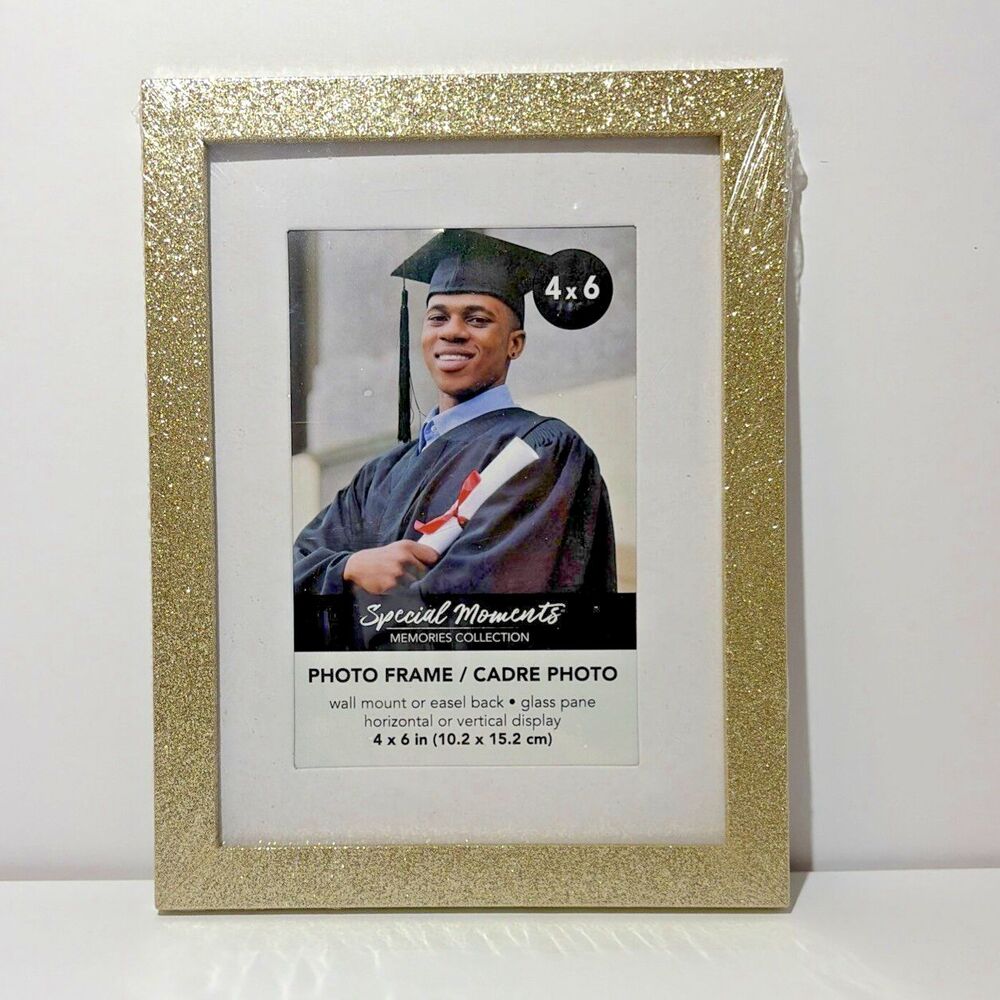 Glitter Gold Picture Frames 6”x4” Freestanding or Hanging Frame